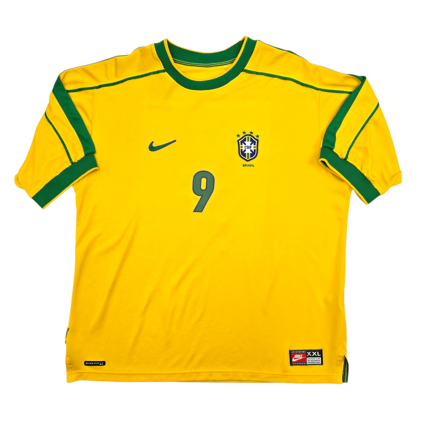 1998/00 Brazil Home Football Shirt (2XL) Nike #9 Ronaldo
