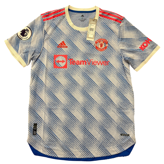 Manchester United 2021/2022 HEAT.RDY Away jersey with Adidas and TeamViewer logos on a white background