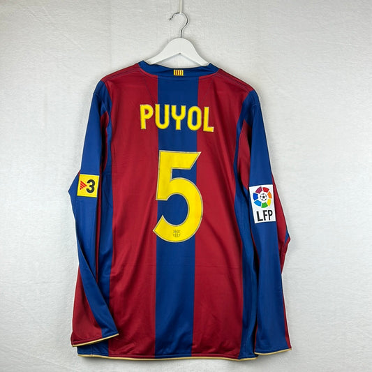 Barcelona 2007/2008 Player Issue Home Shirt - Puyol 5 - Long Sleeve