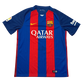 Blue and red Barcelona 2016-2017 Home jersey with Qatar Airways logo on a white background