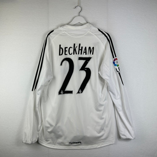 Real Madrid 2005/2006 Player Issue Home Shirt - Beckham 7 Real Madrid print