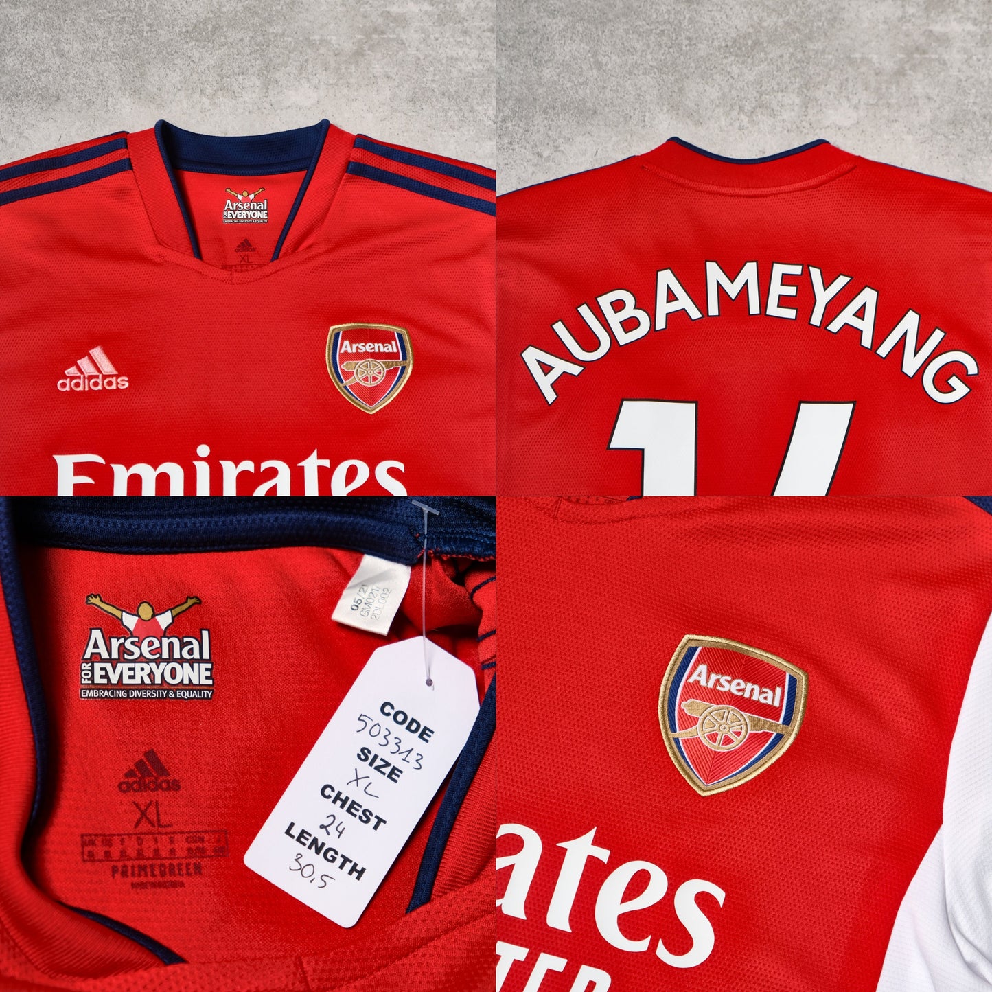 2021/22 Arsenal Home Shirt Adidas Aubameyang (XL)