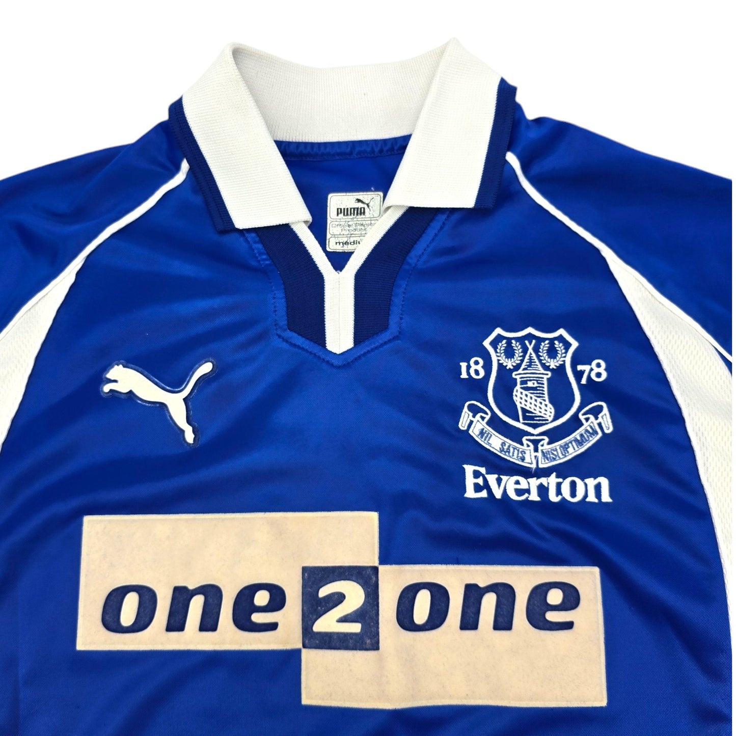 2000/01 Everton Home Football Shirt (M) Puma #3 Pistone