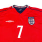 2002/04 England Away Football Shirt (S) Umbro #7 Beckham