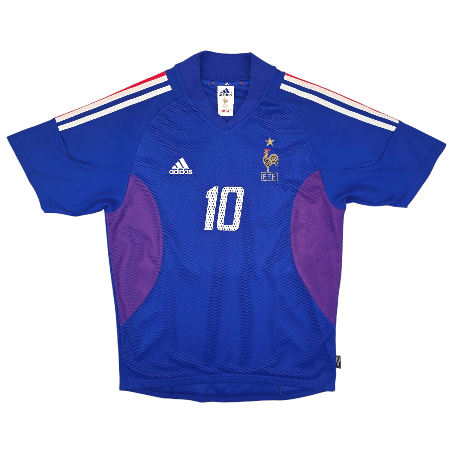 2002/04 France Home Football Shirt (L) Adidas #10 Zidane