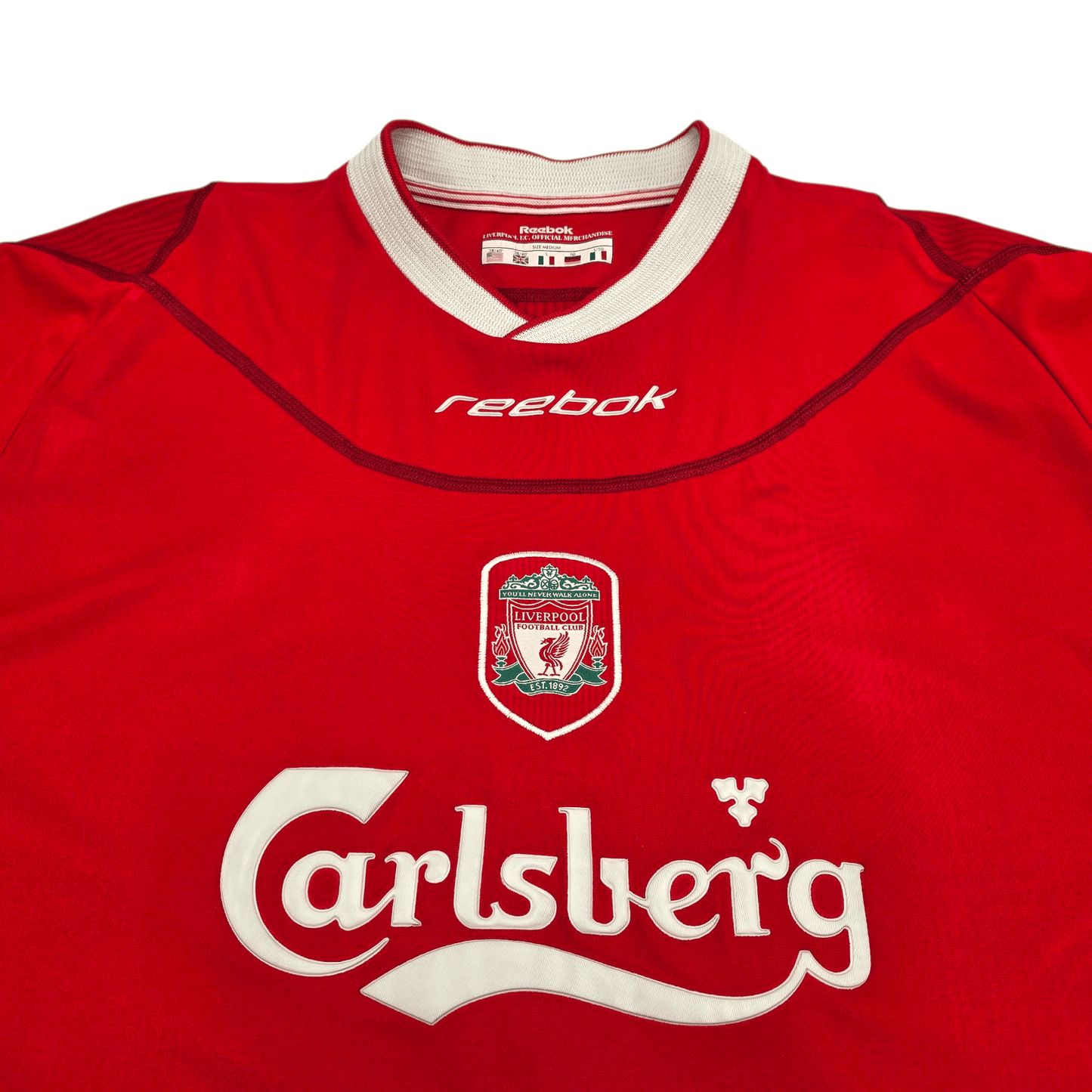 2002/04 Liverpool Home Football Shirt (M) Reebok #17 Gerrard