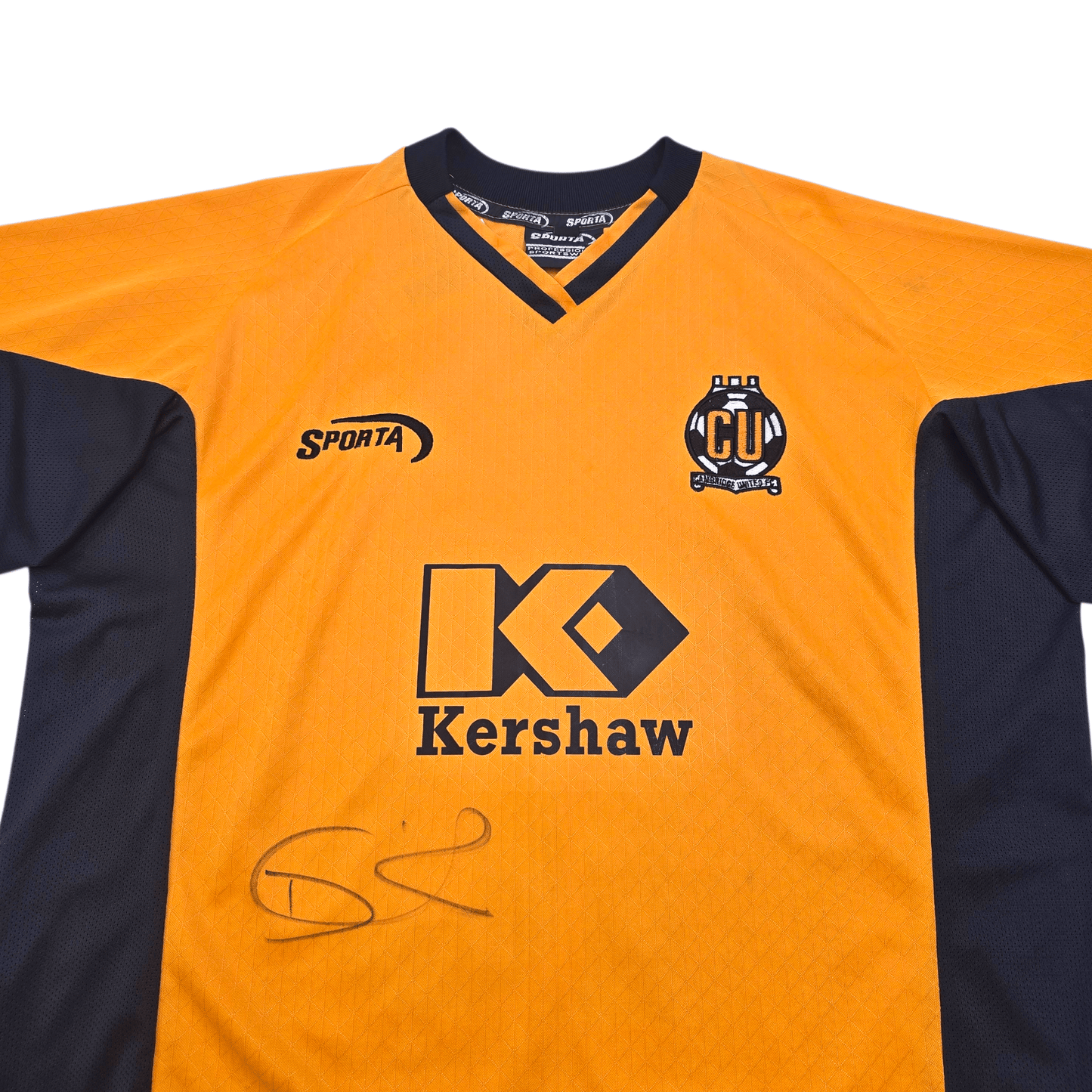 2005/07 Cambridge United Home Football Shirt (L) Sporta #16 Quinton (Matchworn / Signed)