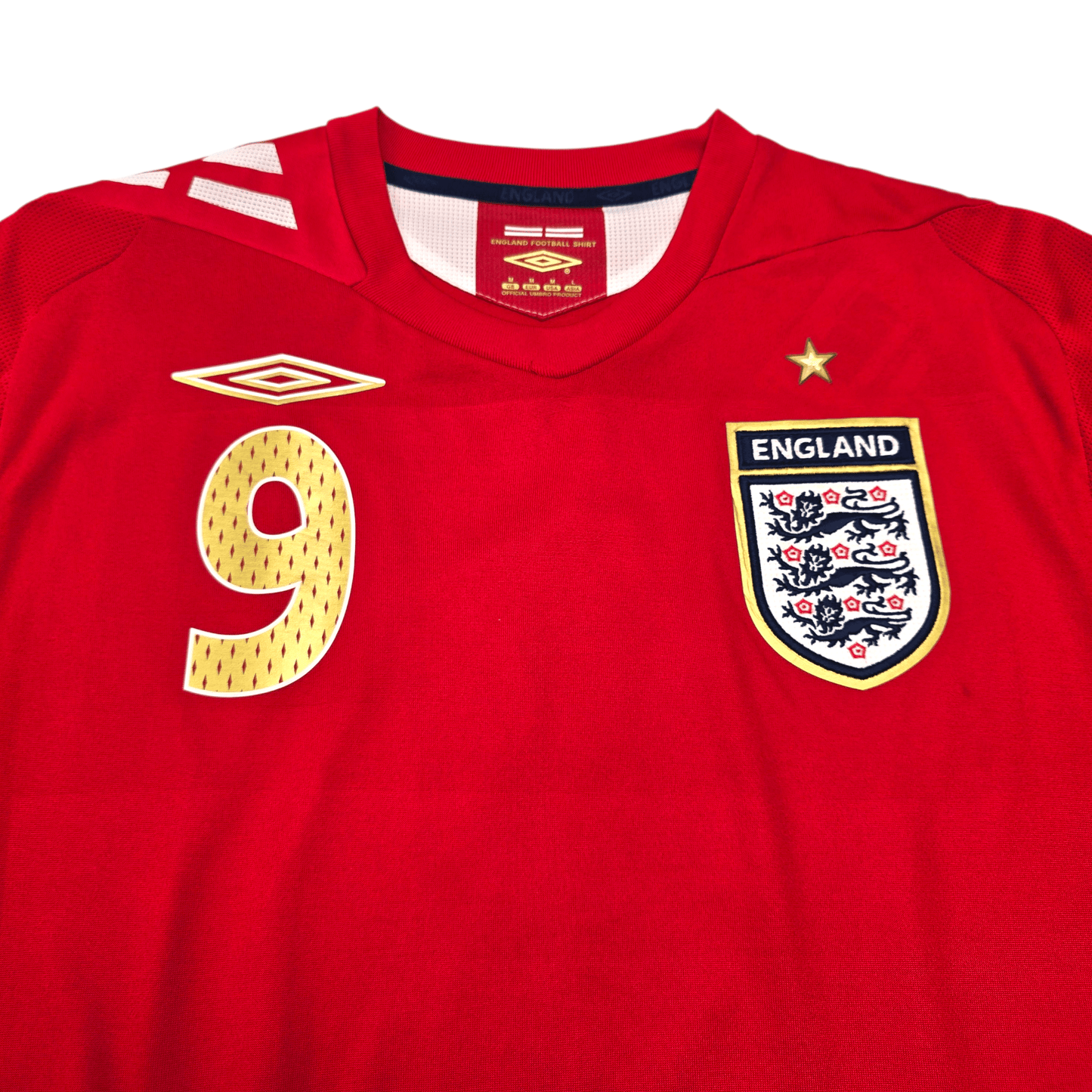 2006/08 England Away Football Shirt (M) Umbro #9 Rooney
