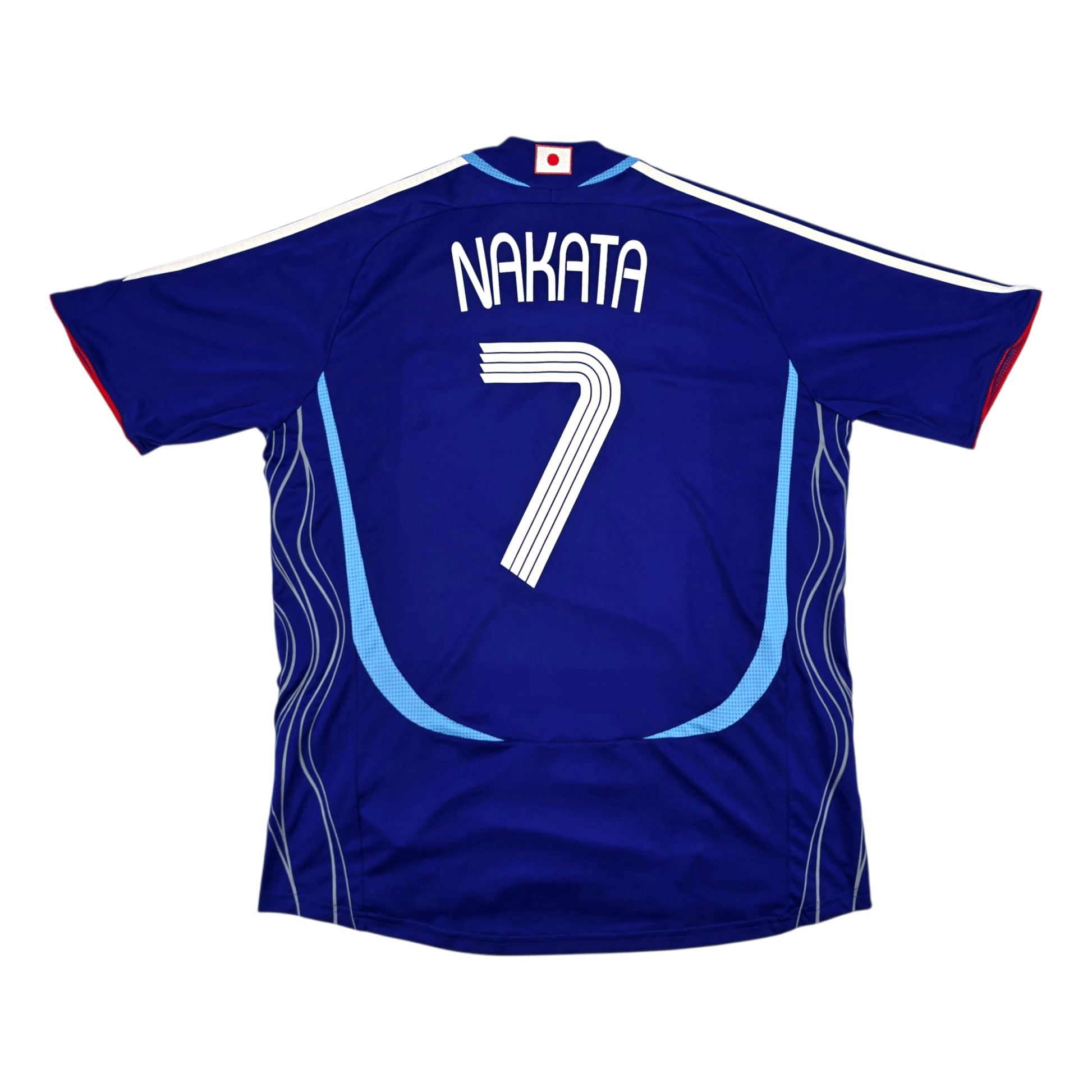 Blue sports jersey with 'Nakata' and number '7' on a white background