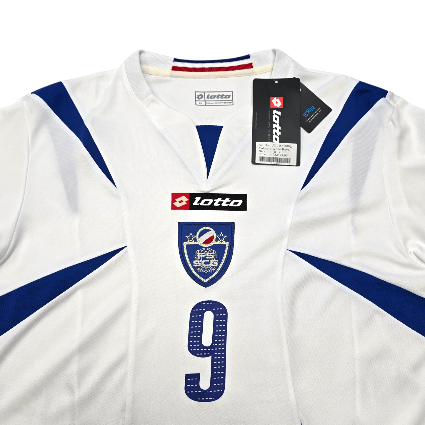 2006/08 Serbia & Montenegro Away Football Shirt (XL) Lotto #9 Milosevic (BNWTs)
