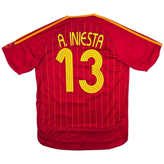 2006/08 Spain Home Football Shirt (L) Adidas #13 A. Iniesta