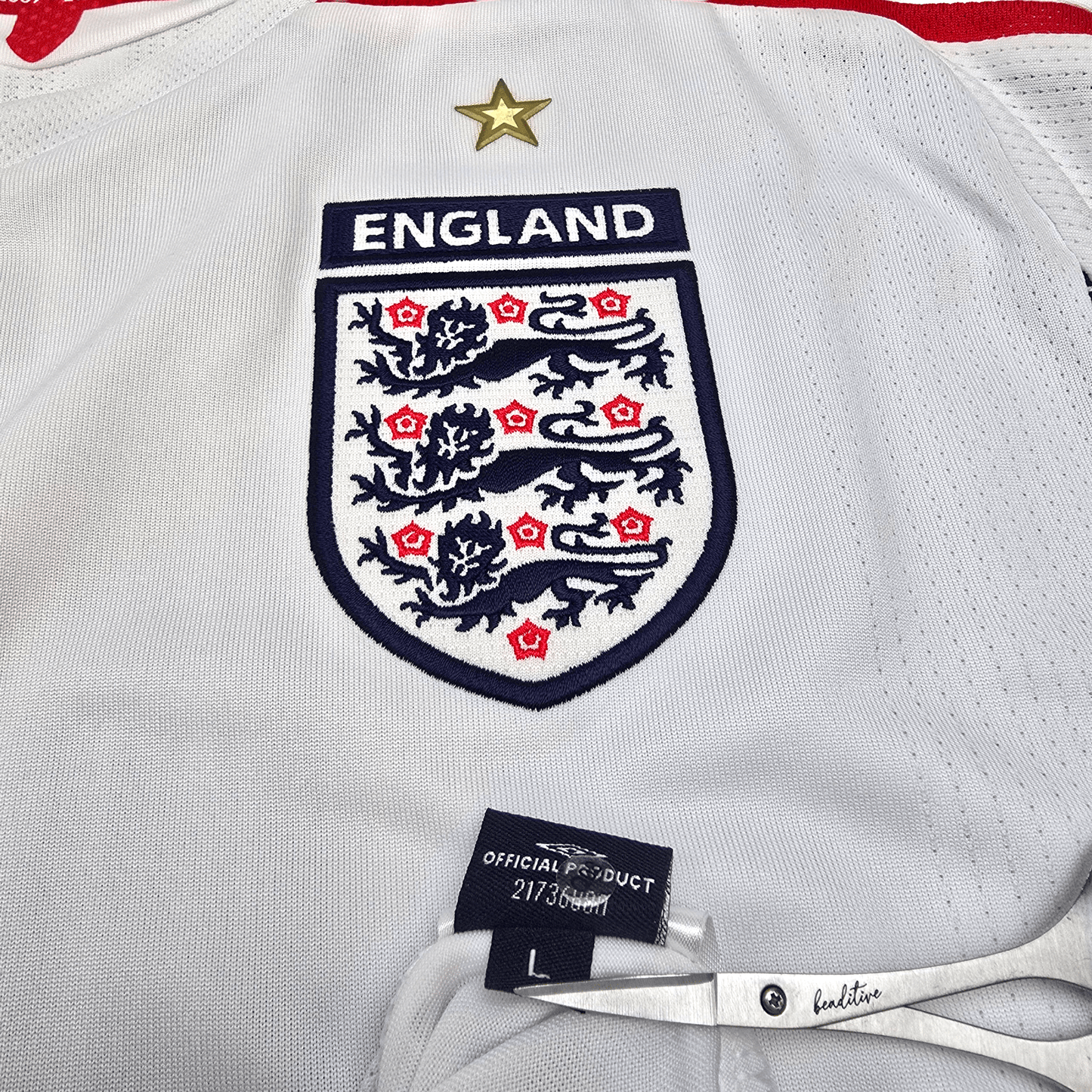 2007/09 England Home Football Shirt (L) Umbro #11 Lennon
