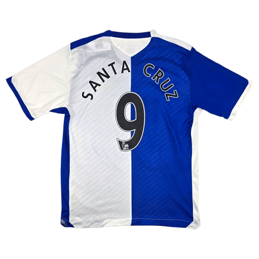 2008/09 Blackburn Rovers Home Football Shirt (L) Umbro #9 Santa Cruz