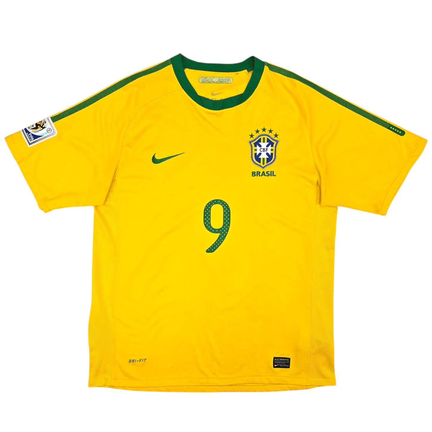 2010/11 Brazil Home Football Shirt (M) Nike #9 L.Fabiano