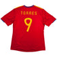 2010/11 Spain Home Football Shirt (XL) Adidas #9 Torres