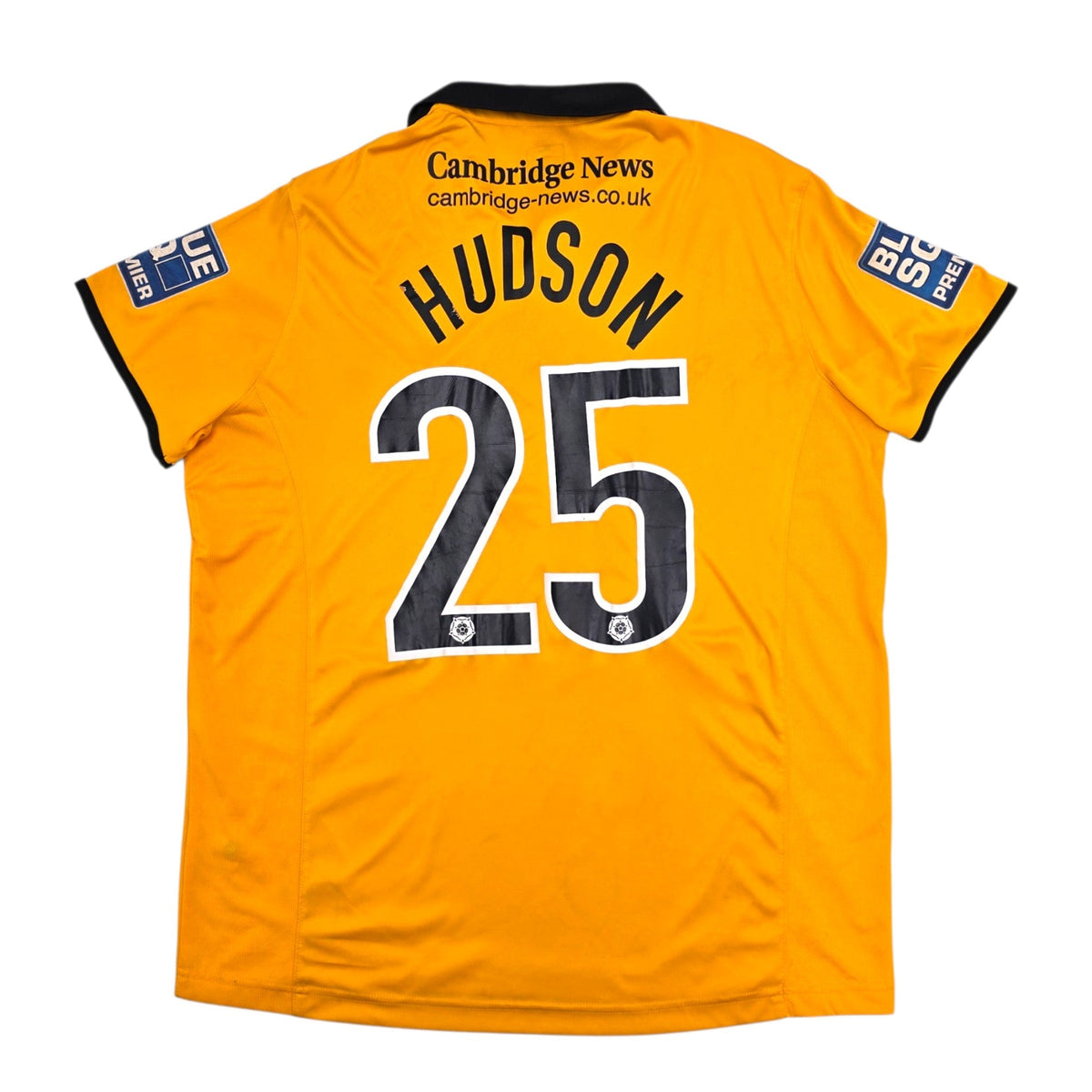 2012/13 Cambridge United Home Football Shirt (XL) Burrda Sport #25 Hudson (Matchworn) Squad Signed