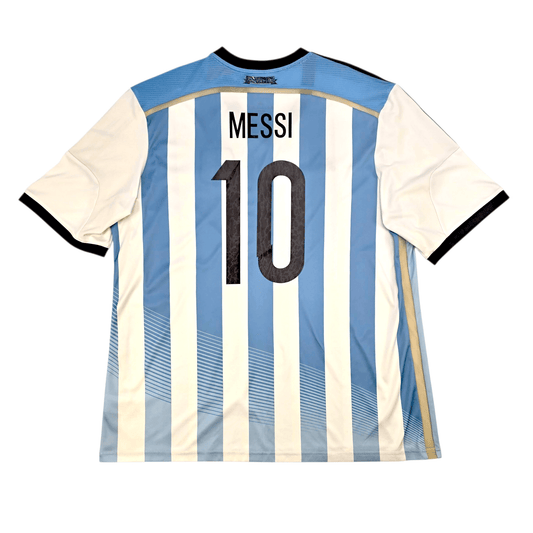 Soccer jersey with 'Messi' and number '10' on a white background