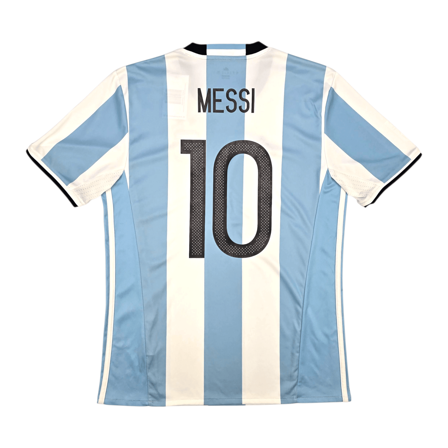 Soccer jersey with 'Messi' and number '10' on a white background