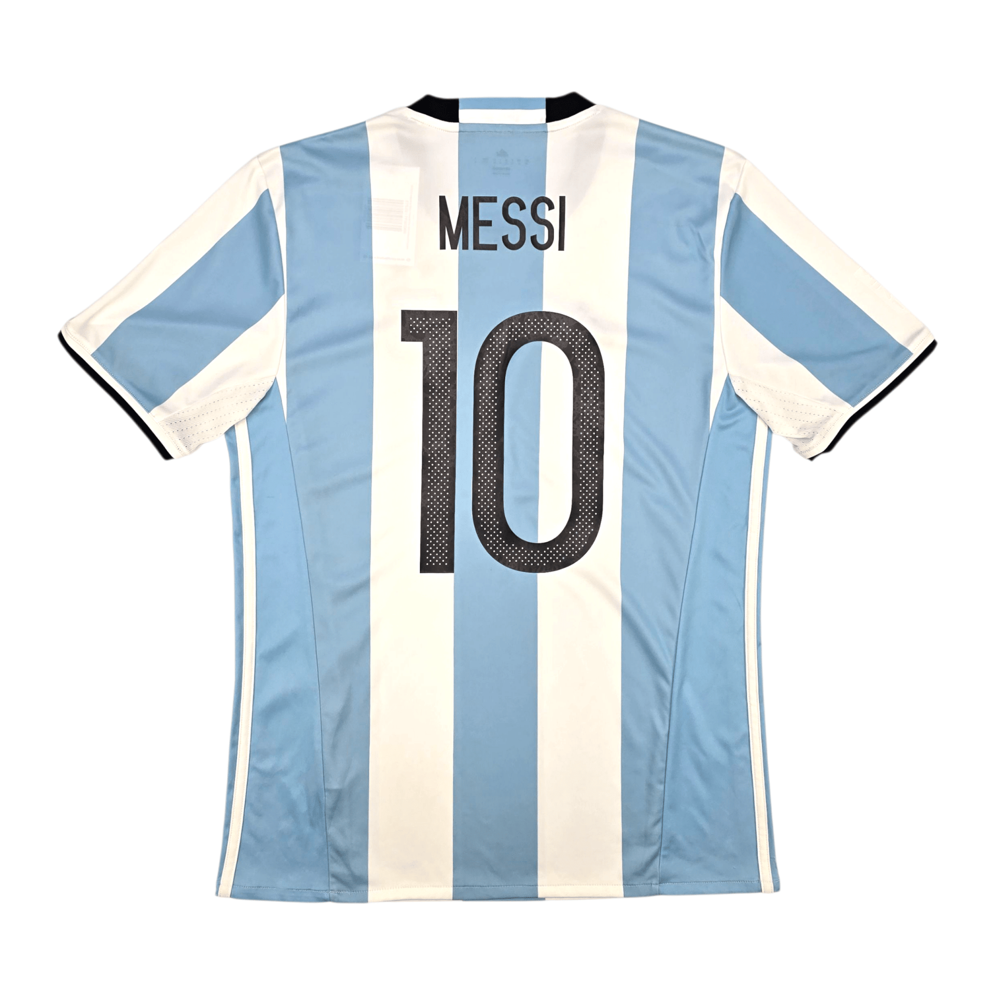 Soccer jersey with 'Messi' and number '10' on a white background
