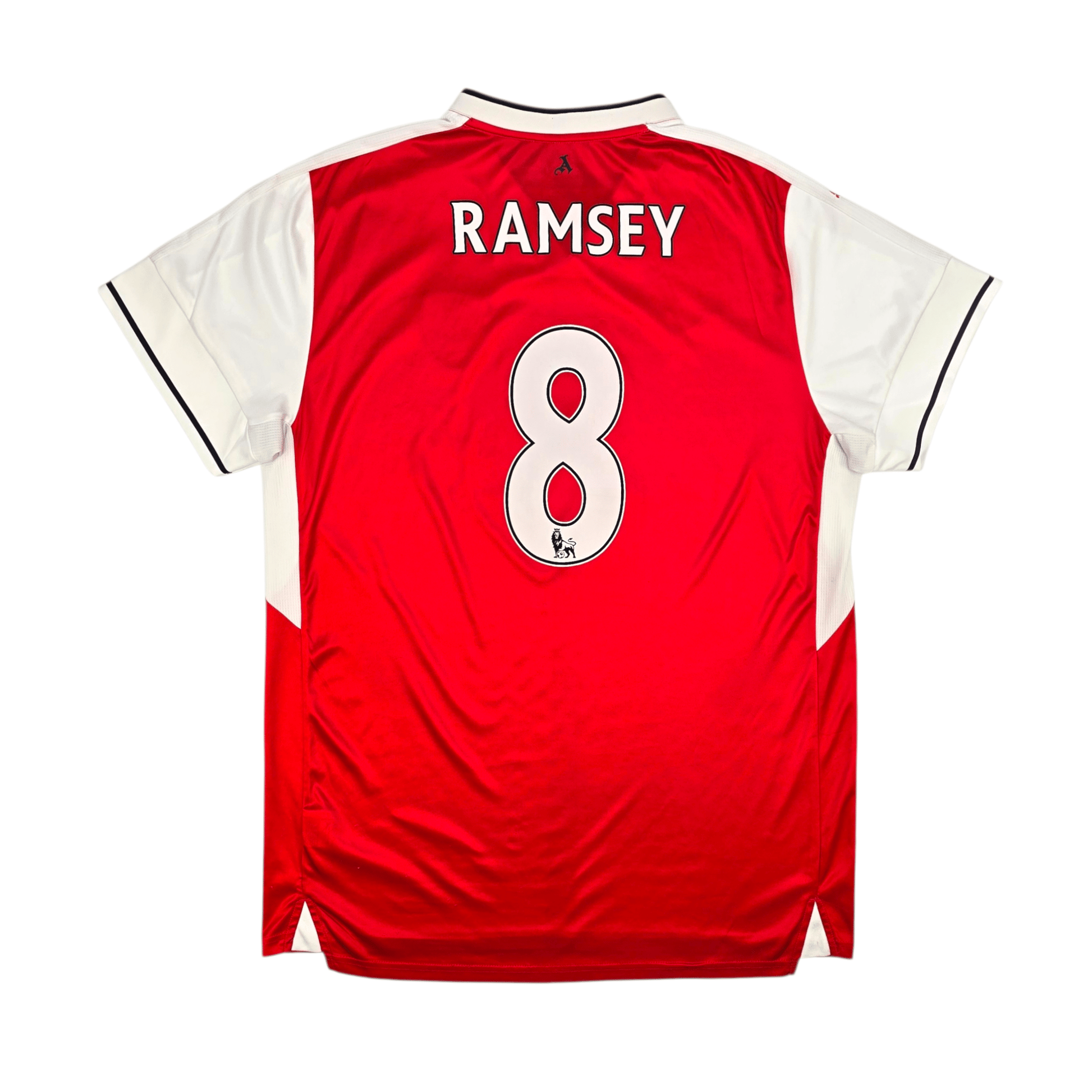 Red sports jersey with 'RAMSEY' and number '8' on a white background