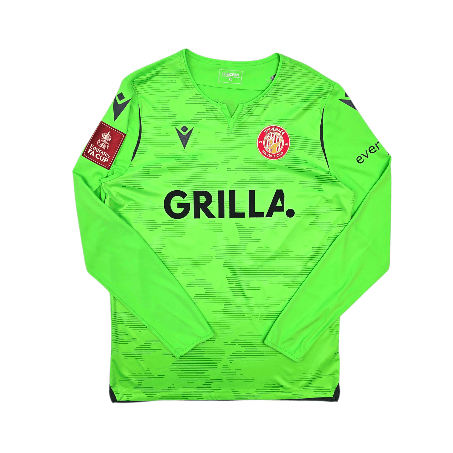2023/24 Stevenage Goal Keeper Football Shirt (XL) Macron #12 Hegyi (Matchworn - FA Cup)