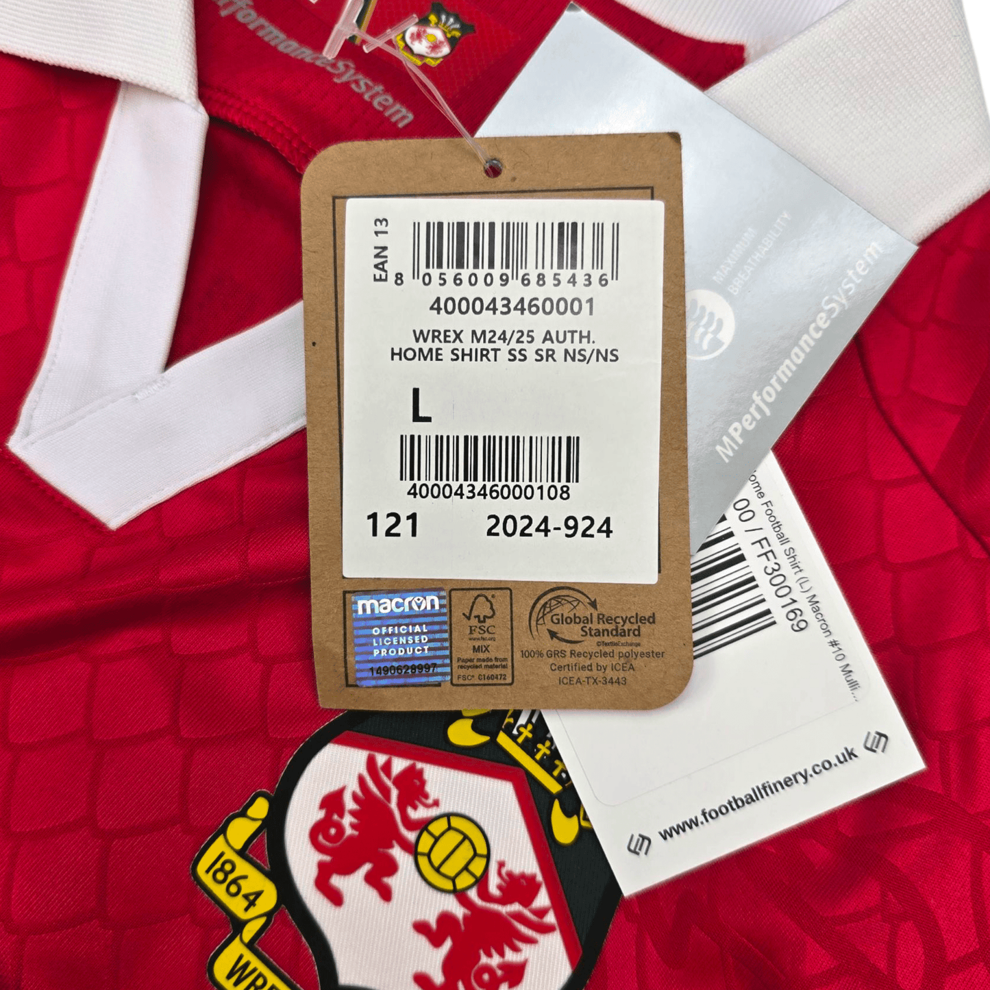 2024/25 Wrexham Home Football Shirt (L) Macron #10 Mullin (BNWTs)