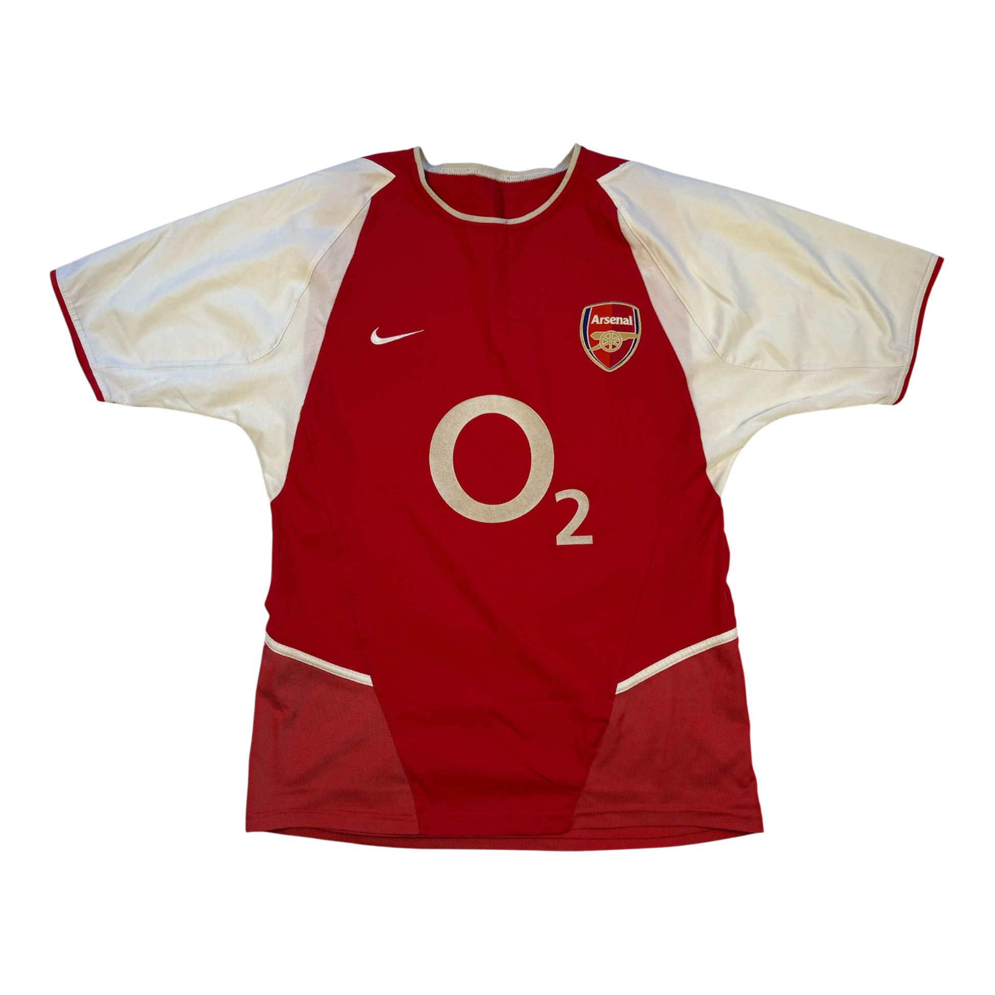 Arsenal 2002/2003 Home Shirt front with large o2 sponsor