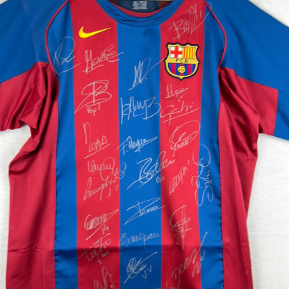 Barcelona 2004/2005 Match Worn Home Shirt - Edmilson - Squad & Eusebio  Signed - COA