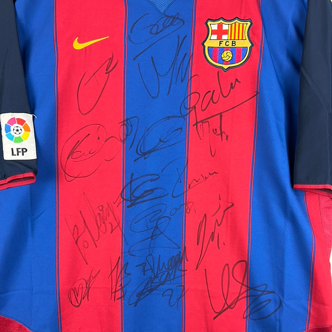 Barcelona 2002/2003 Squad Signed Home Shirt - XXL - Mint Condition