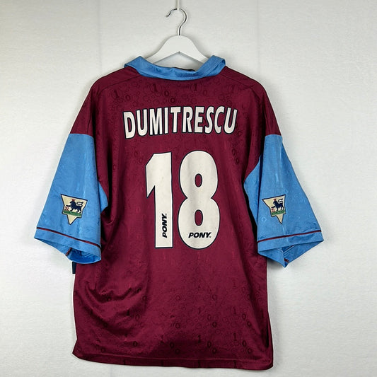 West Ham United 1995-1996-1997 Home Shirt Dumitrescu 18 Print