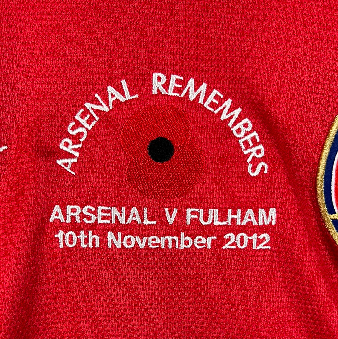 Arsenal Remembers Arsenal v Fulham 10th November 2012 poppy embroidery detail