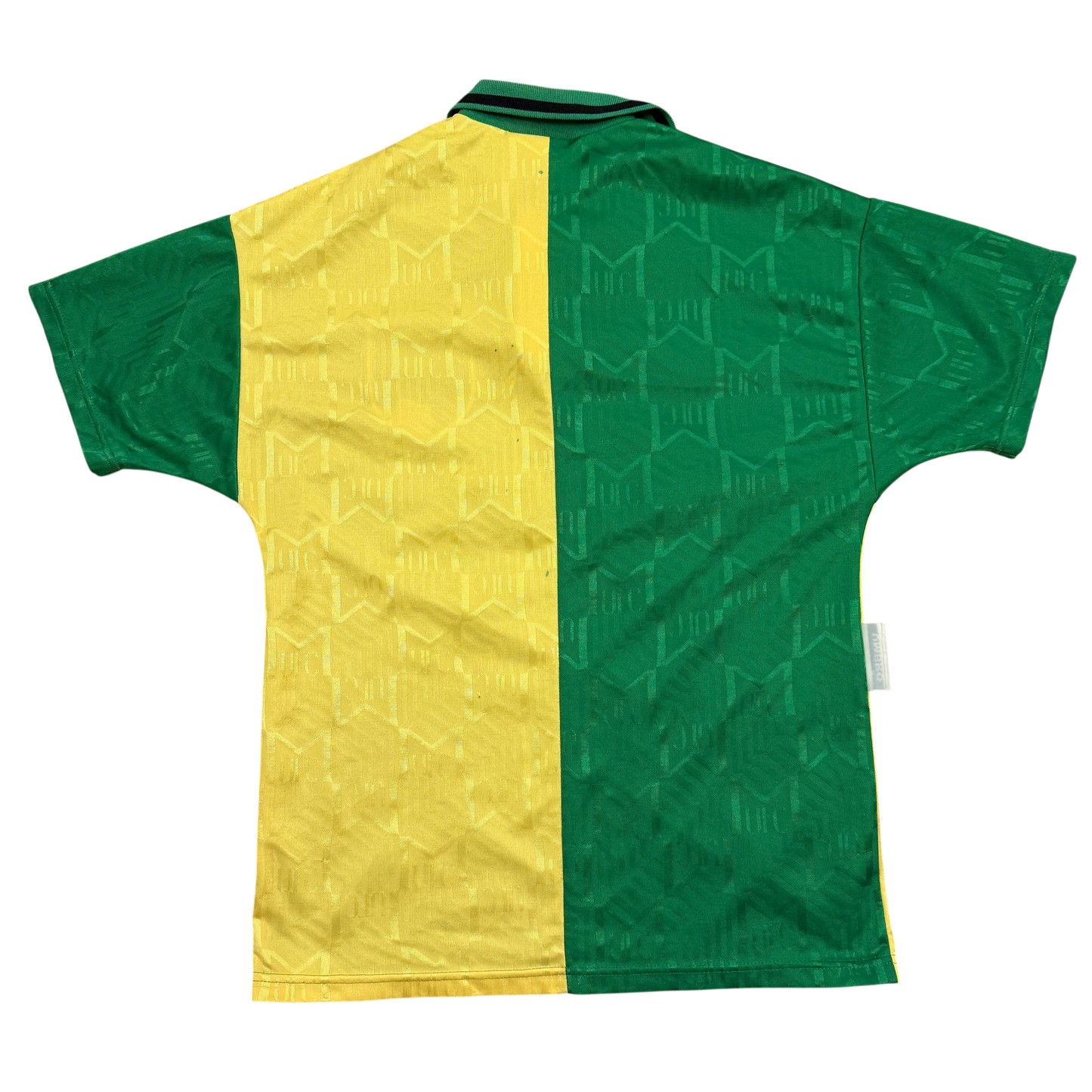 Green and yellow sports jersey on a white background