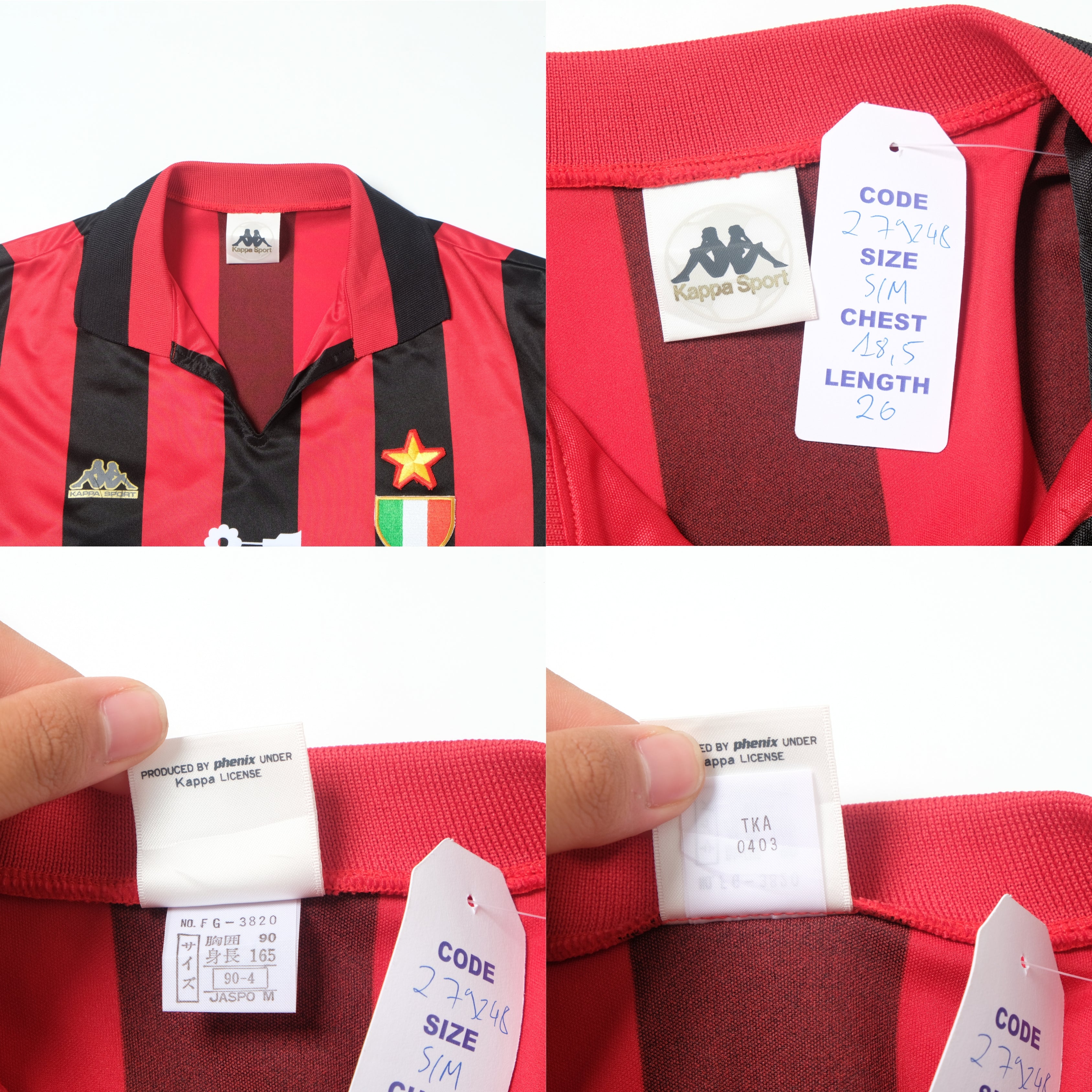 1988/89 AC Milan Home Shirt Kappa (S/M) – Casual Football Shirts