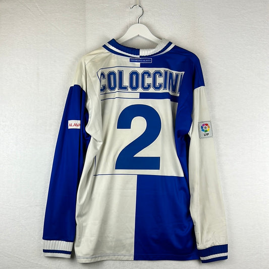 Alaves 2001-2002 Player Issue L/S Home Shirt- Coloccini 2