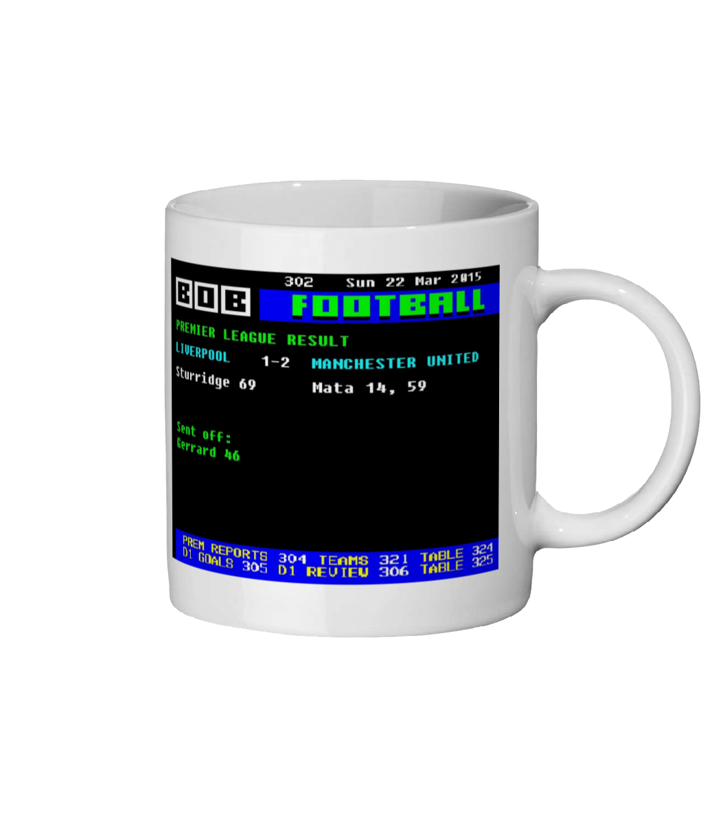 Liverpool 1 v 2 Manchester United 2015 Teletext Mug