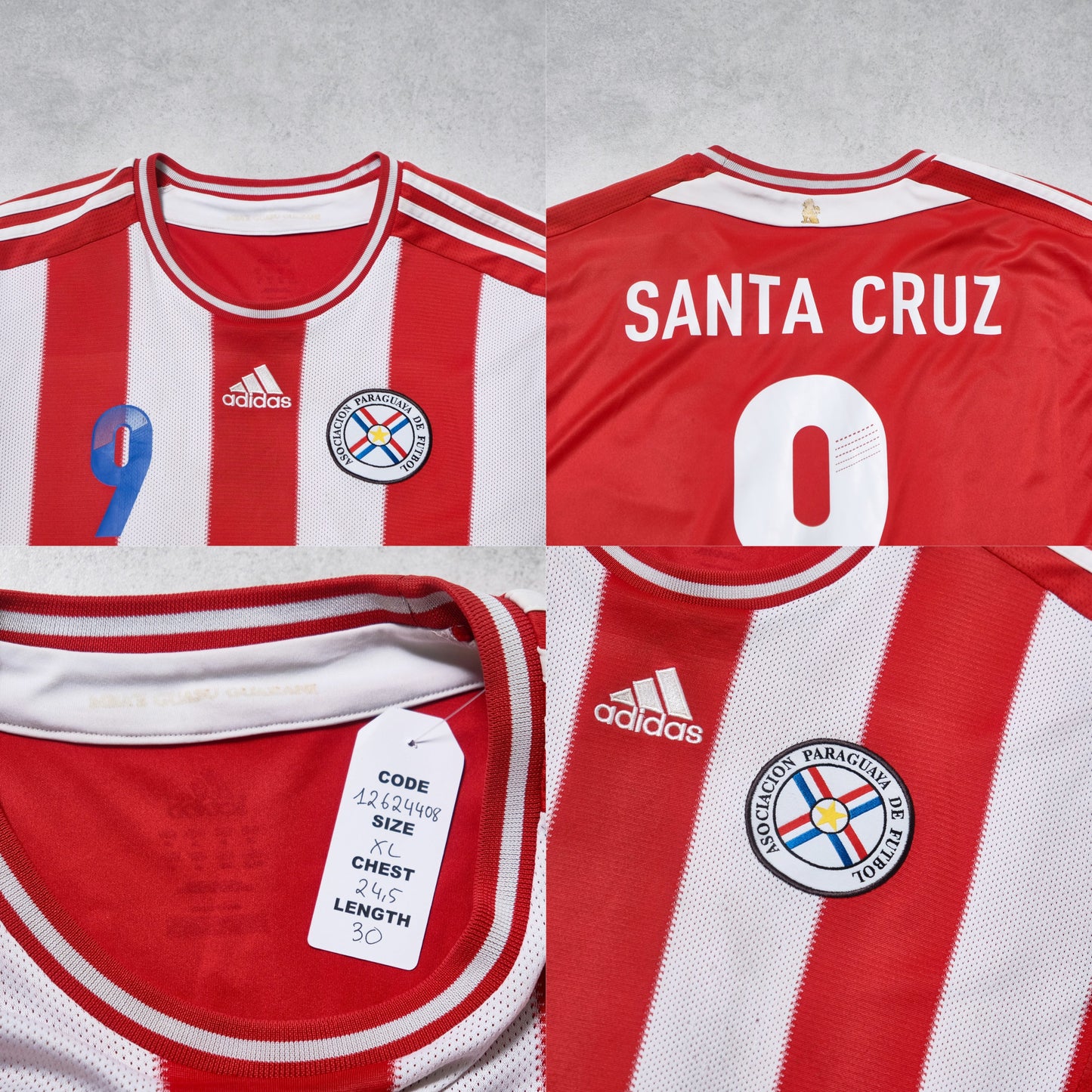 2010/11 Paraguay Home Shirt Adidas Santa Cruz (XL)