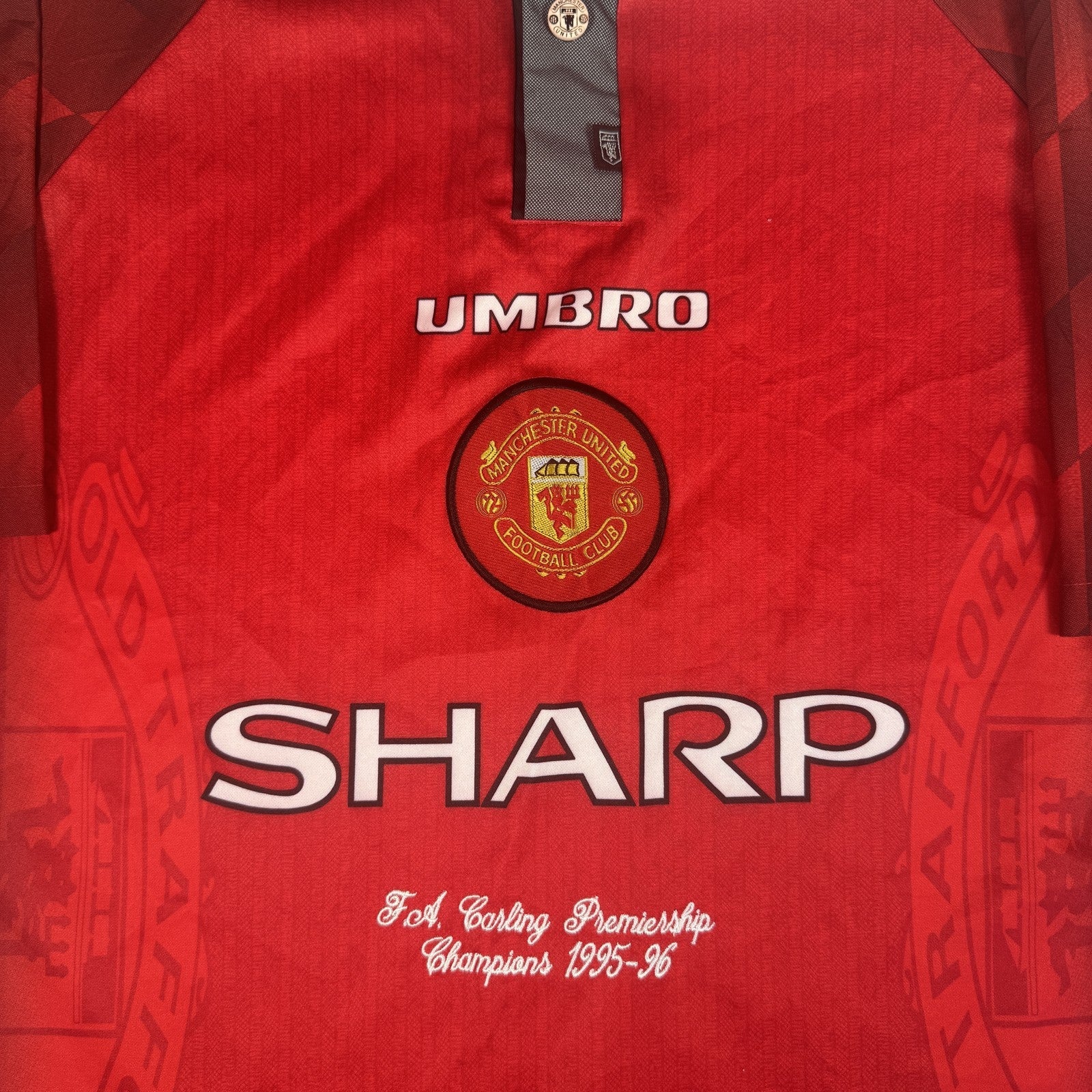 Maillot Domicile Manchester United 1996-1998, Umbro, Taille L, Rouge, Adulte