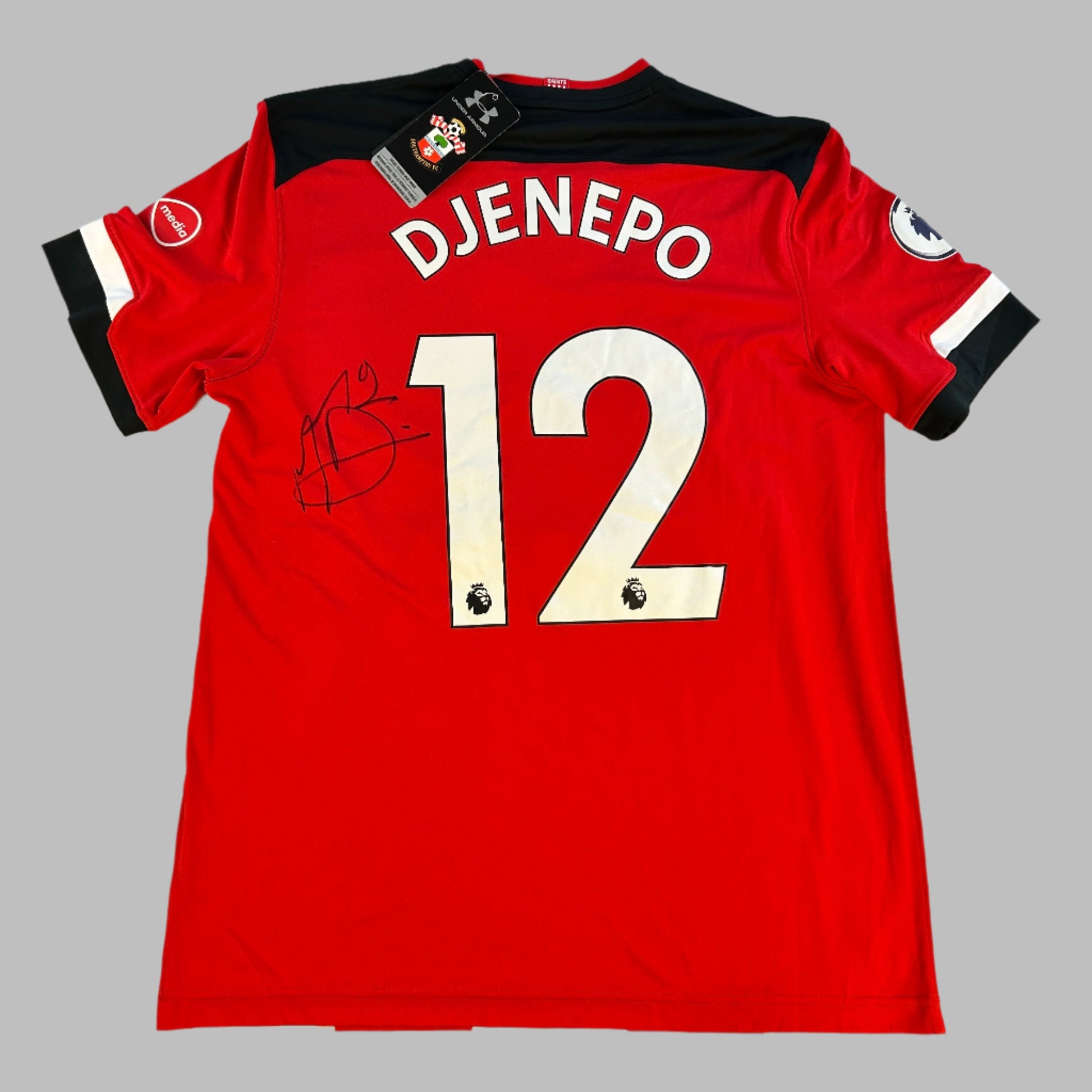 Southampton 2019/2020 Signed Home Shirt back Djenepo 12 signed