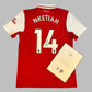 Arsenal 2022/2023 Signed Home Shirt - Nketiah 14 with Arsenal COA layed on the shirt