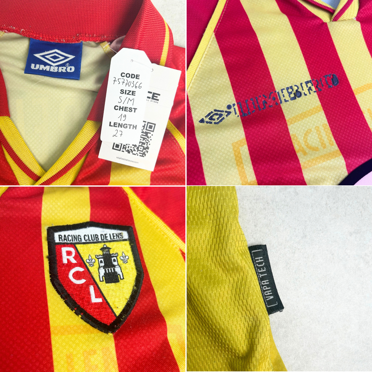 1998/1999 Lens Home Shirt Umbro Vairelles (M)