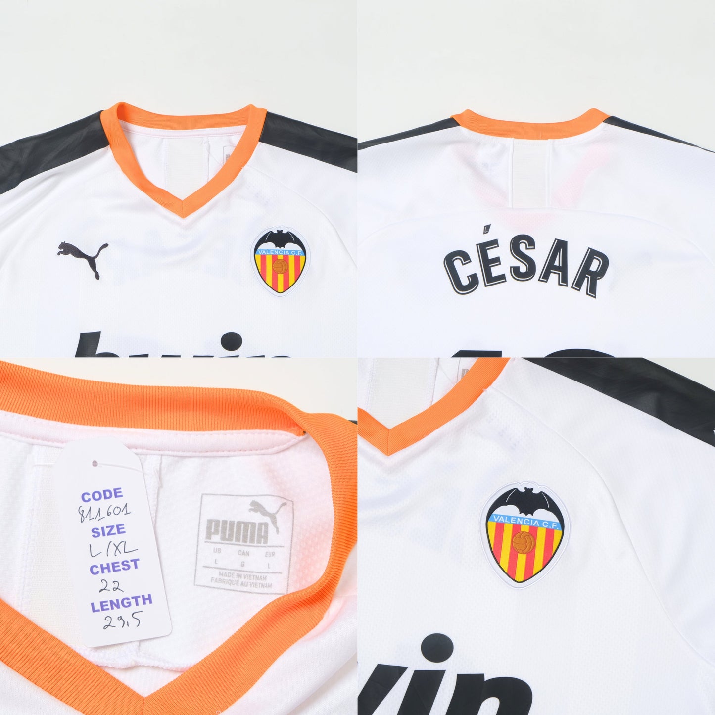2019/20 Valencia Home Shirt Puma Cesar (L/XL)