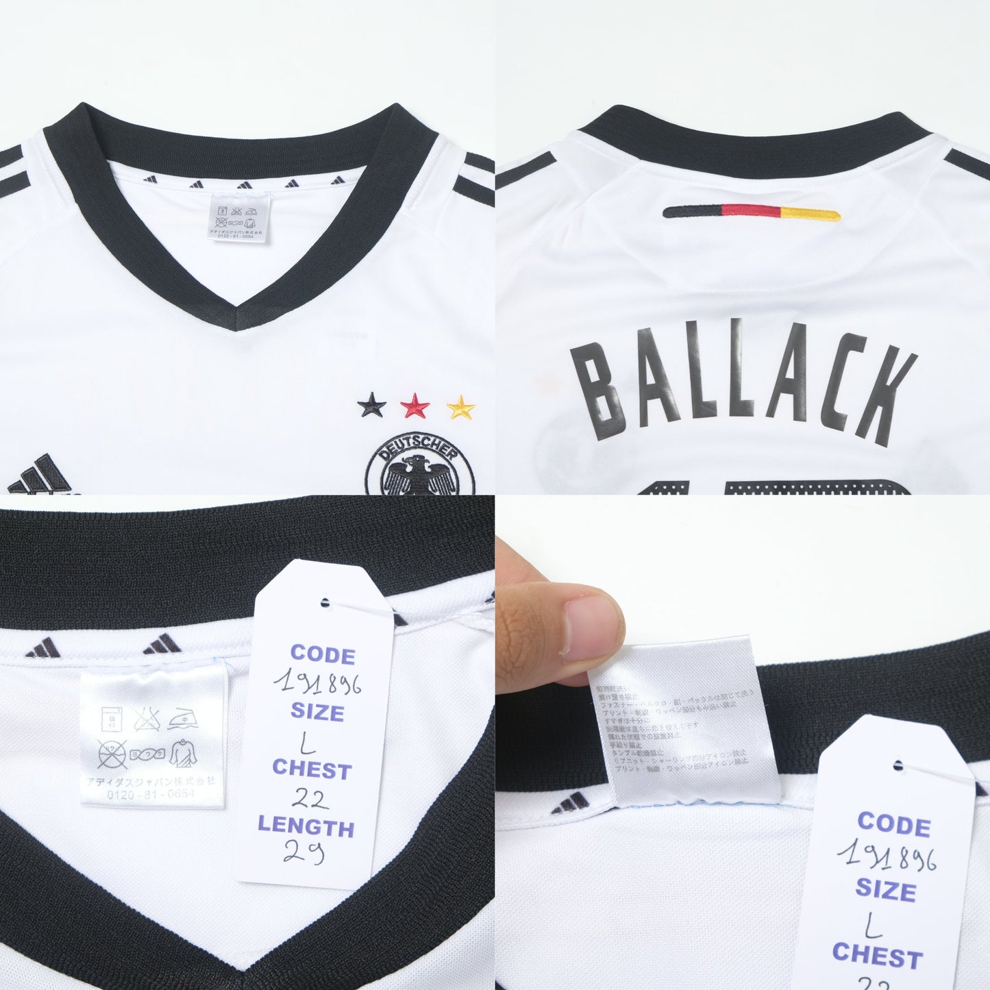 2002/03 Germany Home Shirt Adidas Ballack (L)