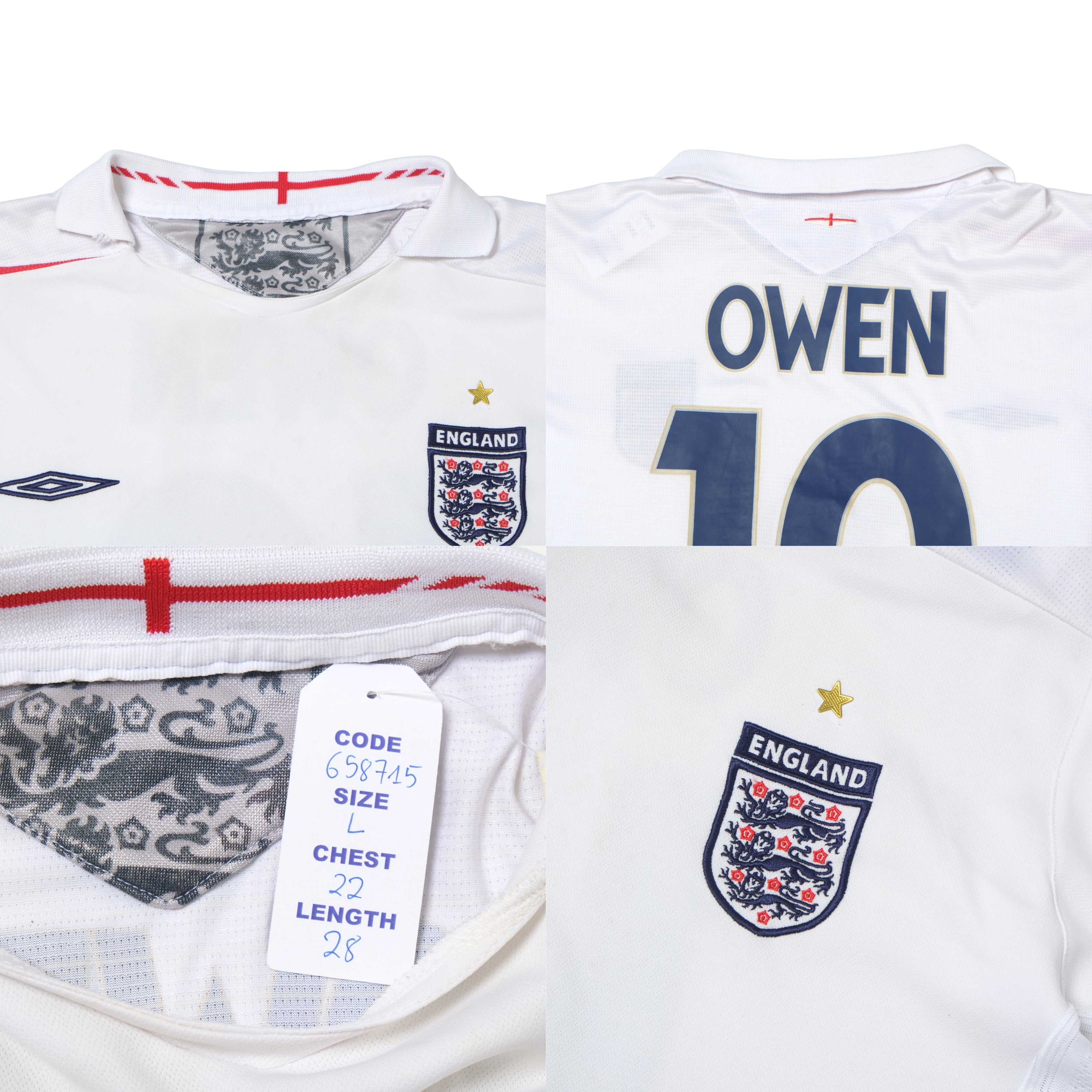2006/08 England Home Shirt Umbro Owen (L) – Casual Football Shirts