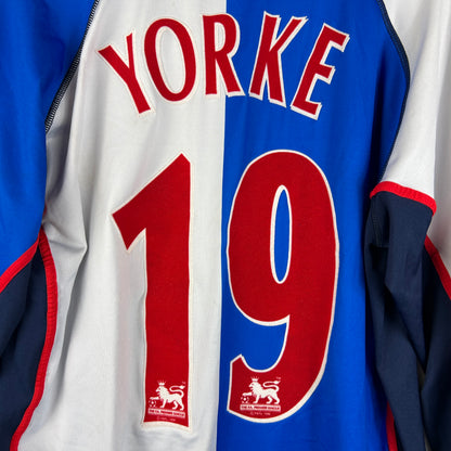 Blackburn Rovers 2002/2003 Match Issue/Worn Home Shirt - Yorke 19 - Signed