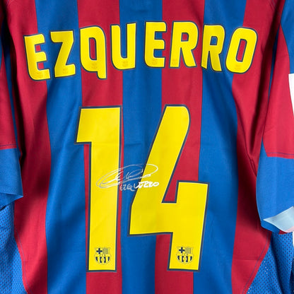 Barcelona 2005/2006 Player Issue Home Shirt - Ezquerro 4 - Squad Signed