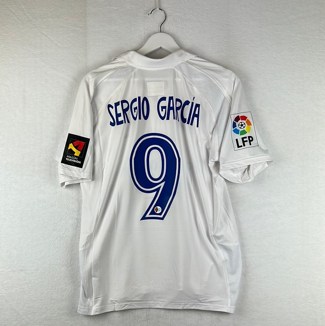 Real Zaragoza 2007-2008 Player Issue Centenary Home Shirt - Medium - Sergio Garcia 9