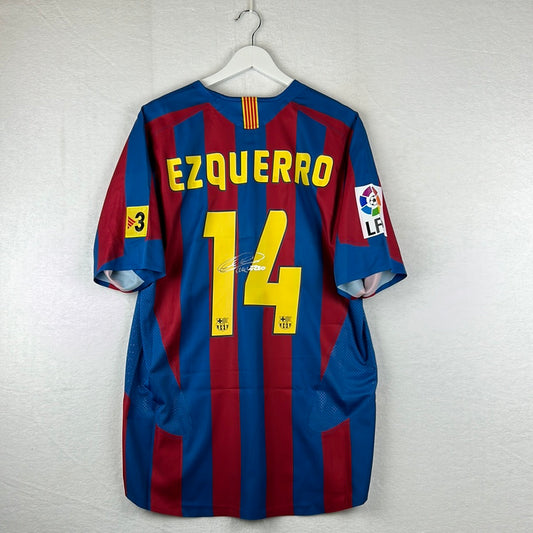Barcelona 2005/2006 Player Issue Home Shirt - Ezquerro 4 - Squad Signed