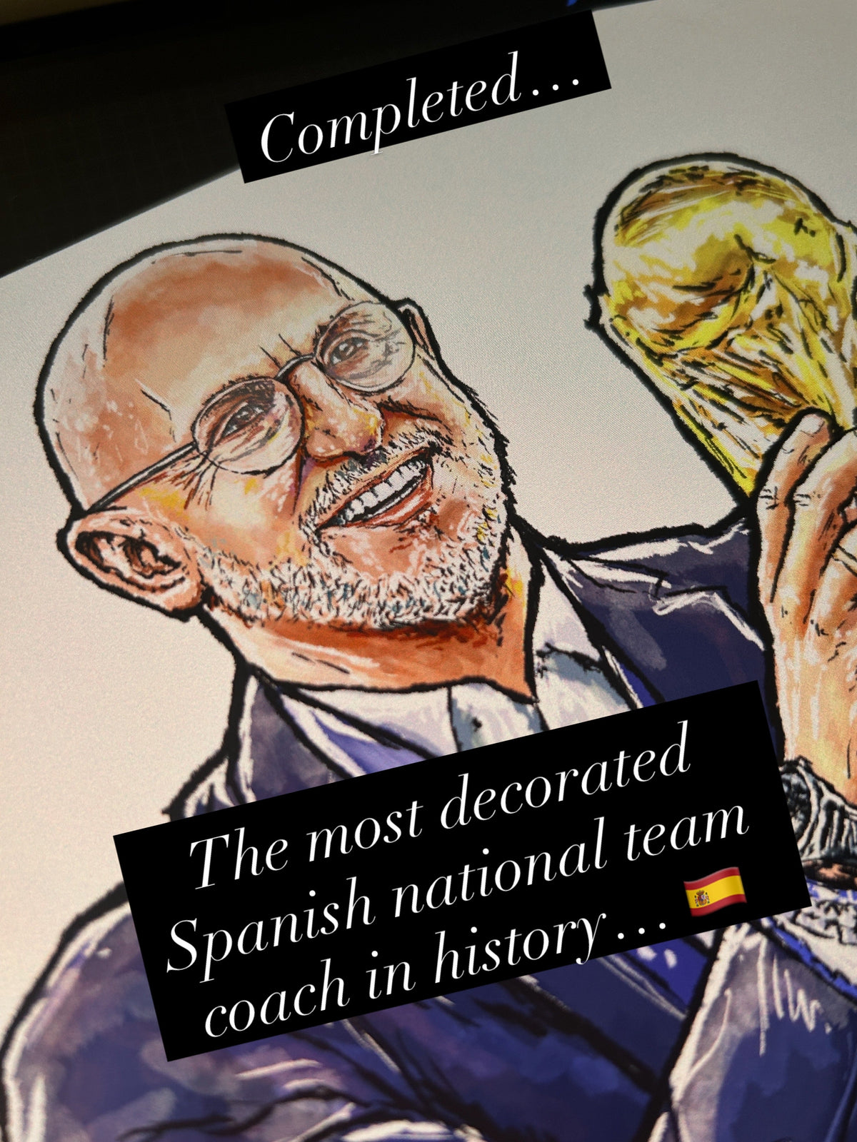 Spain World Champions Vicente Del Bosque Luis De La Fuente Art Football Print