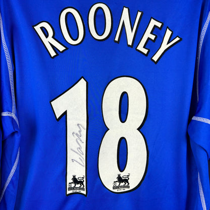 Everton 2003-2004 Player Issue Home Shirt - Long Sleeve - Rooney 18 Signed