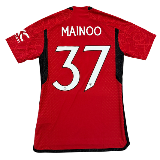 Manchester United 2023/2024 Match Issue Home Shirt - Mainoo 37 cup print on the back